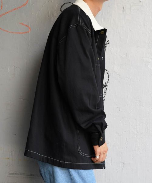 kutir（クティール）の「【クティールフルギ】襟配色ステッチカバーオール（ブルゾン・メンズ・ブラック/キャメル・MEDIUM/LARGE）」の10枚目の写真