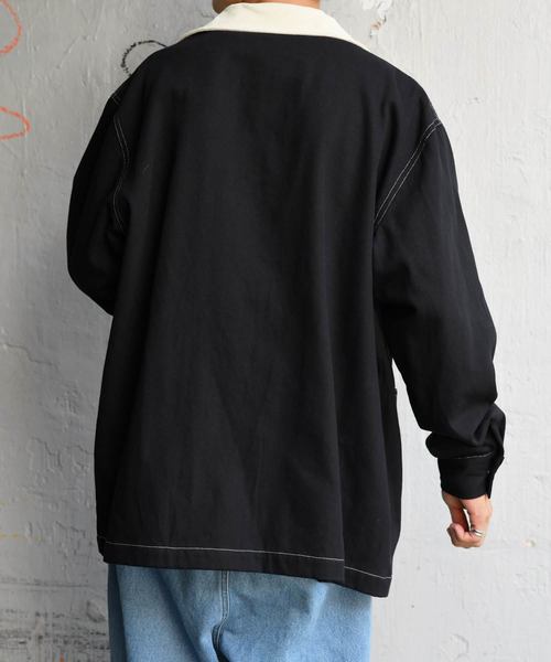 kutir（クティール）の「【クティールフルギ】襟配色ステッチカバーオール（ブルゾン・メンズ・ブラック/キャメル・MEDIUM/LARGE）」の11枚目の写真