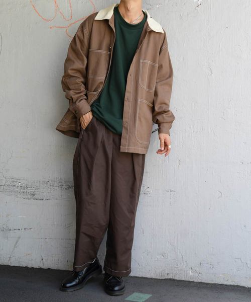 kutir（クティール）の「【クティールフルギ】襟配色ステッチカバーオール（ブルゾン・メンズ・ブラック/キャメル・MEDIUM/LARGE）」の14枚目の写真