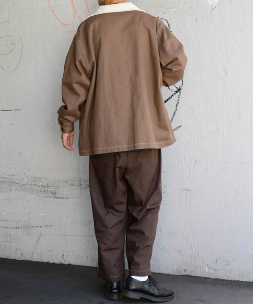 kutir（クティール）の「【クティールフルギ】襟配色ステッチカバーオール（ブルゾン・メンズ・ブラック/キャメル・MEDIUM/LARGE）」の18枚目の写真