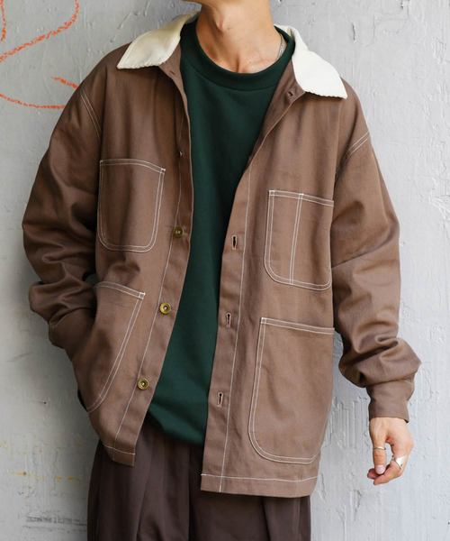 kutir（クティール）の「【クティールフルギ】襟配色ステッチカバーオール（ブルゾン・メンズ・ブラック/キャメル・MEDIUM/LARGE）」の19枚目の写真