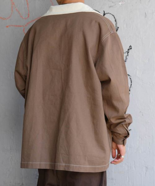 kutir（クティール）の「【クティールフルギ】襟配色ステッチカバーオール（ブルゾン・メンズ・ブラック/キャメル・MEDIUM/LARGE）」の21枚目の写真