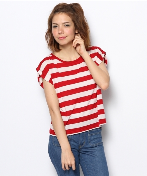 Chico（チコ）の「タック袖T（Tシャツ/カットソー・レディース・ホワイト/レッド/ネイビー/ブラック/グレー・FREE）」の9枚目の写真