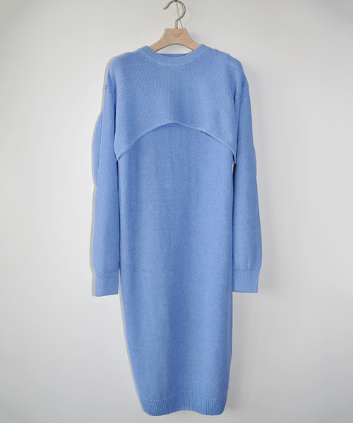 JANESMITH(ジェーンスミス)の「JANESMITH ジェーンスミス / 2WAY RAYARD ONEPIECE レイヤードワンピース(ワンピース・レディース・ベージュ/ネイビー/サックスブルー・38/36)」の5枚目の写真
