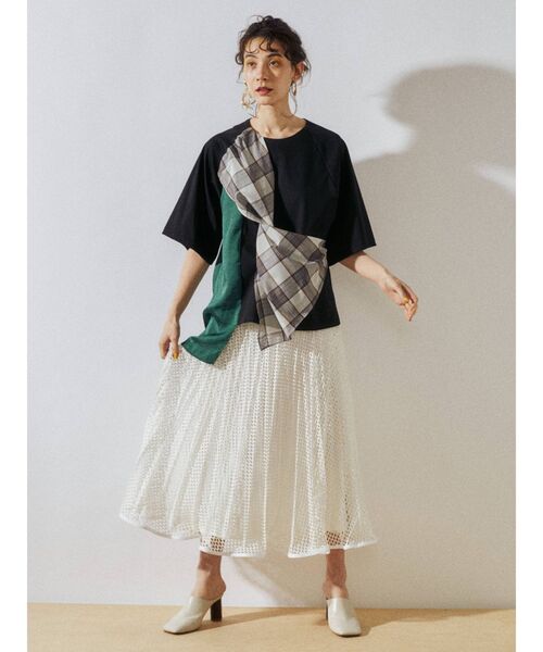 UN3D.（アンスリード）の「メッシュオリガミプリーツスカート  