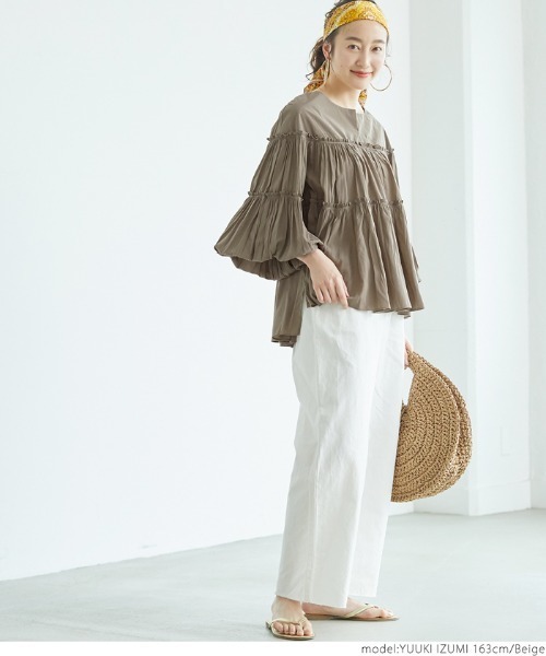 coca（coca）（コカ）の「袖バルーンティアードブラウス（シャツ/ブラウス・レディース・ベージュ・ONE SIZE）」の9枚目の写真