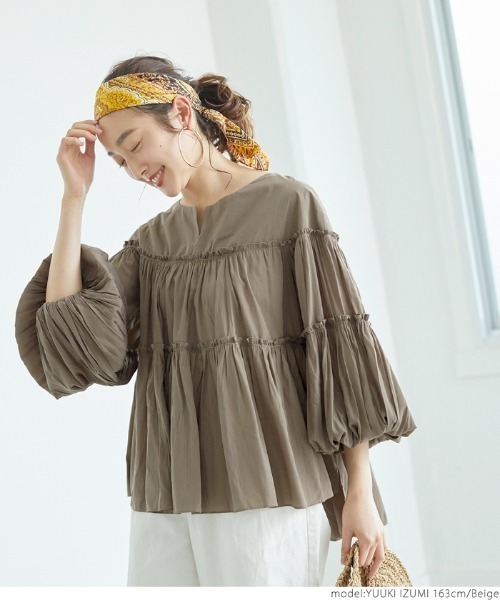 coca（coca）（コカ）の「袖バルーンティアードブラウス（シャツ/ブラウス・レディース・ベージュ・ONE SIZE）」の8枚目の写真