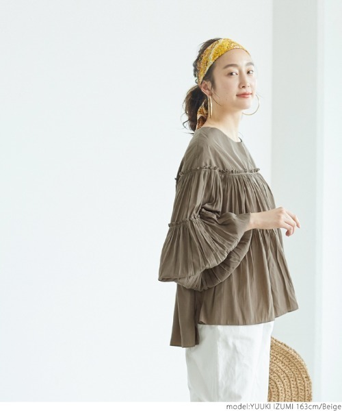 coca（coca）（コカ）の「袖バルーンティアードブラウス（シャツ/ブラウス・レディース・ベージュ・ONE SIZE）」の6枚目の写真