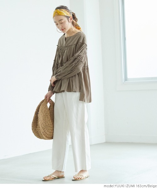 coca（coca）（コカ）の「袖バルーンティアードブラウス（シャツ/ブラウス・レディース・ベージュ・ONE SIZE）」の5枚目の写真