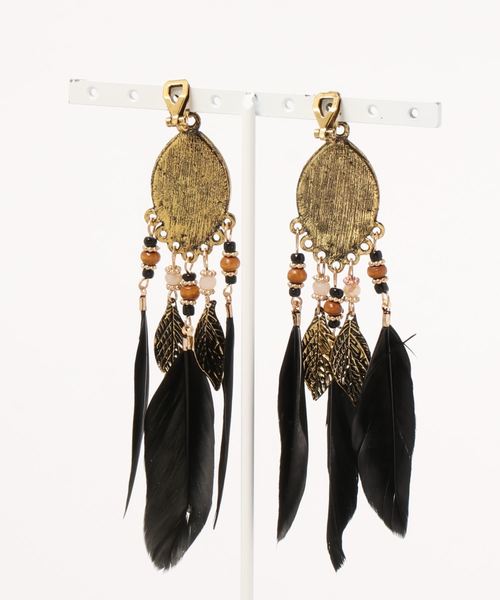 チャイハネ（チャイハネ）の「【チャイハネ】オリエンタルフェザーイヤリング（イヤリング・レディース・ブルー/ブラック・FREE）」の3枚目の写真