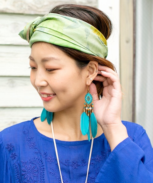 チャイハネ（チャイハネ）の「【チャイハネ】オリエンタルフェザーイヤリング（イヤリング・レディース・ブルー/ブラック・FREE）」の4枚目の写真