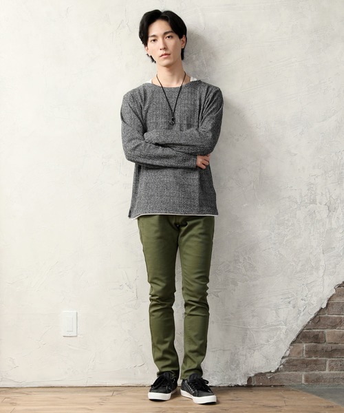TopIsm(トップイズム)の「チョーカー付きフェイクレイヤードジャガードカットソー(Tシャツ/カットソー・メンズ・ブラウン/ネイビー/ブラック・M/LL/L)」の7枚目の写真
