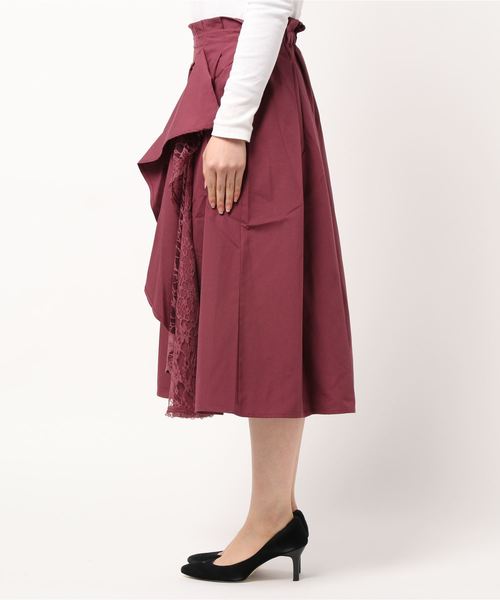 axes femme（アクシーズファム）の「レースラッフル×プリーツＳＫ（スカート・レディース・ネイビー/ブラウン/ピンク系その他・MEDIUM）」の4枚目の写真