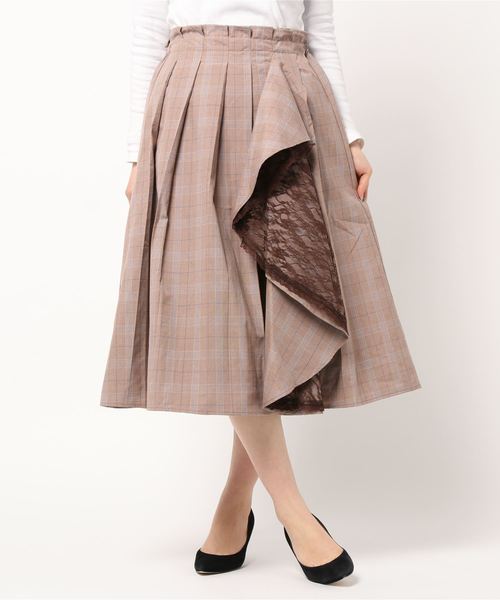 axes femme（アクシーズファム）の「レースラッフル×プリーツＳＫ（スカート・レディース・ネイビー/ブラウン/ピンク系その他・MEDIUM）」の6枚目の写真