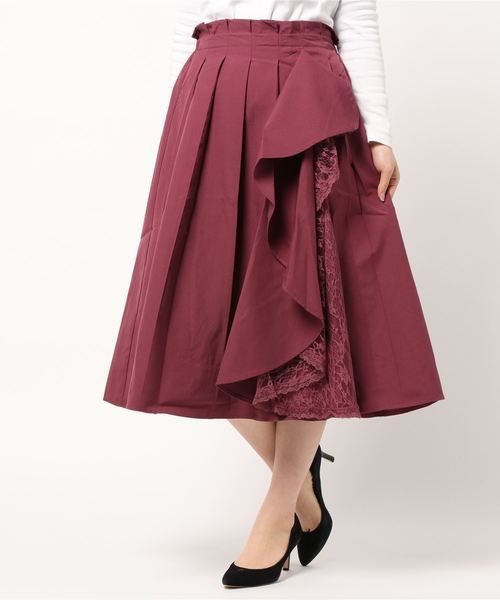 axes femme（アクシーズファム）の「レースラッフル×プリーツＳＫ（スカート・レディース・ネイビー/ブラウン/ピンク系その他・MEDIUM）」の7枚目の写真