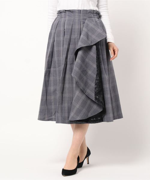 axes femme（アクシーズファム）の「レースラッフル×プリーツＳＫ（スカート・レディース・ネイビー/ブラウン/ピンク系その他・MEDIUM）」の8枚目の写真