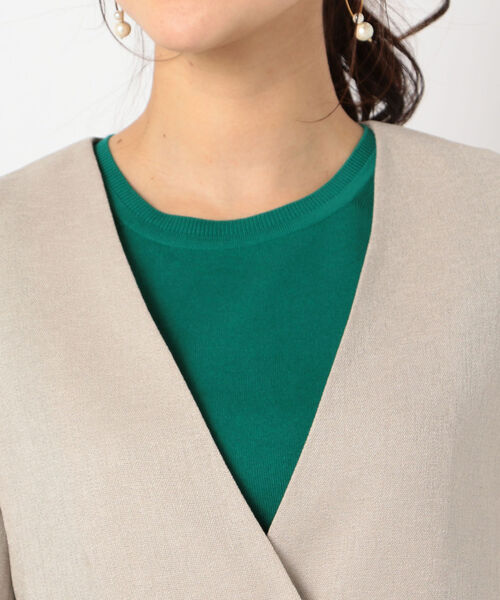 NOLLEY’S（ノーリーズ）の「[新色追加]ストレッチ麻調合繊ライトジャケット（ノーカラージャケット・レディース・ベージュ/ネイビー/グレー系その他・38/36）」の7枚目の写真