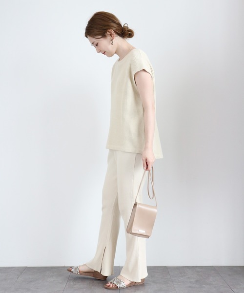 AMERICAN HOLIC（アメリカンホリック）の「ワッフルワイドパンツ ＊（その他パンツ・レディース・アイボリー/チャコールグレー・MEDIUM/LARGE/L/M）」の5枚目の写真