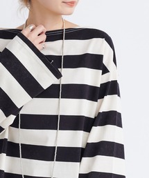 DouDou | ワイドボーダービッグチュニックT(Tシャツ/カットソー)