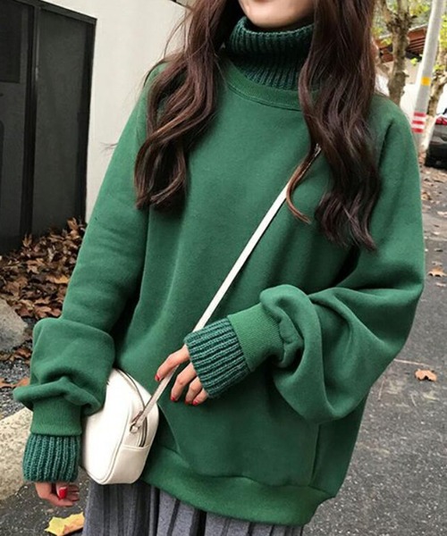 Girly Doll（ガーリードール）の「リブニットドッキングトレーナー（スウェット・レディース・ブラック/ピンク/グリーン/グレー/アイボリー・2XL/XL/L/M）」の4枚目の写真