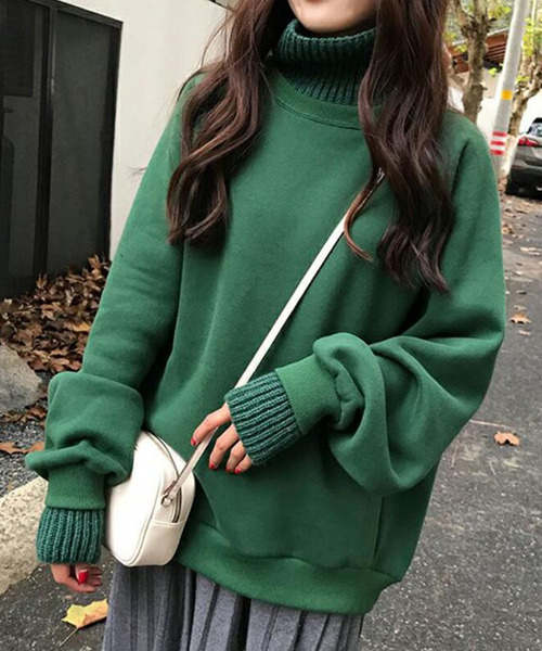 Girly Doll（ガーリードール）の「リブニットドッキングトレーナー（スウェット・レディース・ブラック/ピンク/グリーン/グレー/アイボリー・2XL/XL/L/M）」の10枚目の写真