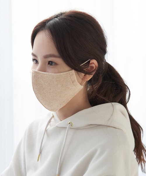 ROPE' PICNIC（ロペピクニック）の「【抗菌防臭加工】ミラノリブニットマスク（その他・レディース・ホワイト/ベージュ/グリーン系その他/ピンク系その他・FREE）」の3枚目の写真