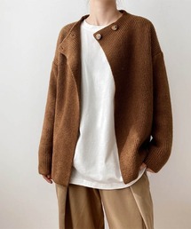 新作前開けニットカーディガン