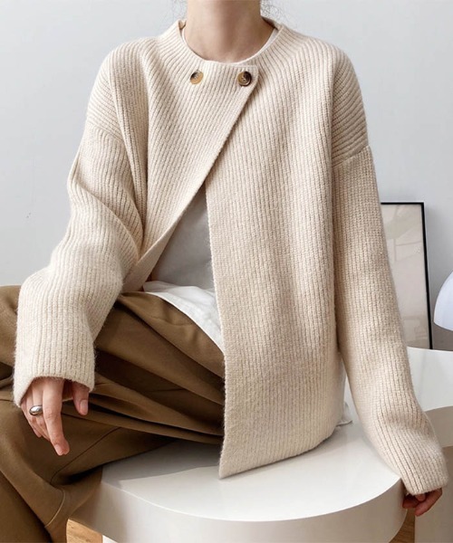 MAISON DE THERESE(メゾン ド テレーズ)の「新作前開けニットカーディガン(カーディガン/ボレロ・レディース・ブラック/キャメル/ブラウン/ベージュ・FREE)」の5枚目の写真