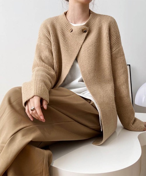 MAISON DE THERESE(メゾン ド テレーズ)の「新作前開けニットカーディガン(カーディガン/ボレロ・レディース・ブラック/キャメル/ブラウン/ベージュ・FREE)」の8枚目の写真