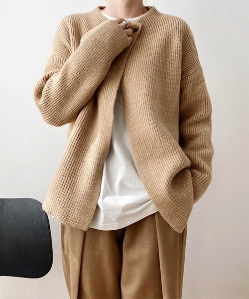 MAISON DE THERESE(メゾン ド テレーズ)の「新作前開けニットカーディガン(カーディガン/ボレロ・レディース・ブラック/キャメル/ブラウン/ベージュ・FREE)」の11枚目の写真