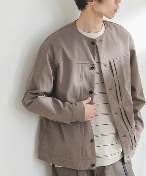 FORK&SPOON(フォークアンドスプーン)の「FORK&SPOON ノーカラータックブルゾン(ブルゾン・メンズ・ライトブラウン/ブルー系その他・4/5)」の4枚目の写真