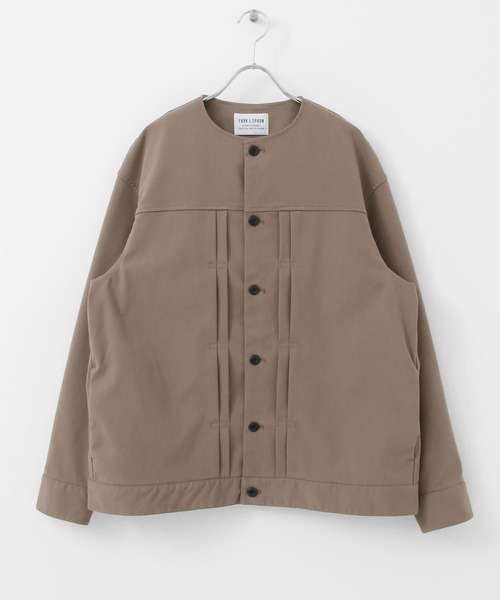 FORK&SPOON(フォークアンドスプーン)の「FORK&SPOON ノーカラータックブルゾン(ブルゾン・メンズ・ライトブラウン/ブルー系その他・4/5)」の11枚目の写真