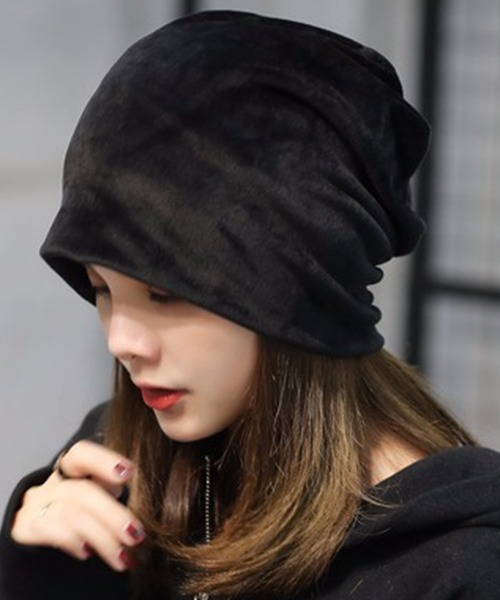 DAY CLOSET(デイ クローゼット)の「レディース あったか起毛ベロアビーニーキャップ(ニットキャップ/ビーニー・レディース・ブラック/ネイビー/ブラウン/グレイッシュベージュ/ブルーグレー/ワイン・ONE SIZE)」の7枚目の写真