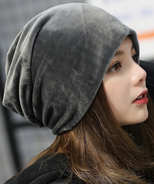 DAY CLOSET(デイ クローゼット)の「レディース あったか起毛ベロアビーニーキャップ(ニットキャップ/ビーニー・レディース・ブラック/ネイビー/ブラウン/グレイッシュベージュ/ブルーグレー/ワイン・ONE SIZE)」の9枚目の写真