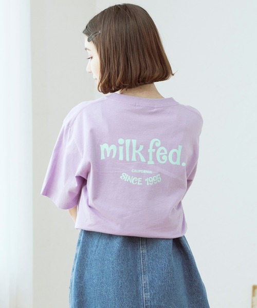 MILKFED.（ミルクフェド）の「S/S TEE CURLY LOGO（Tシャツ/カットソー・レディース・ホワイト/ブラック/ベージュ/オフホワイト/ライトパープル・ONE SIZE）」の5枚目の写真