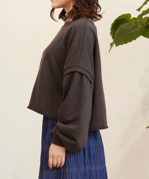 MATCH&more(マッチアンドモア)の「裏毛ダメージ加工ショートプルオーバー(Tシャツ/カットソー・レディース・チャコールグレー/オフホワイト・FREE)」の22枚目の写真