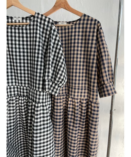 DAIS-Y（デイジー）の「ギンガムチェックオーバーシルエット5分袖ワンピース（ワンピース・レディース・ブラック/ネイビー・FREE）」の22枚目の写真