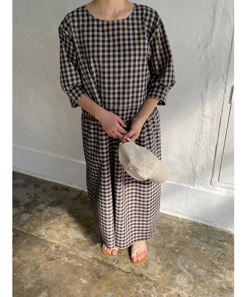 DAIS-Y（デイジー）の「ギンガムチェックオーバーシルエット5分袖ワンピース（ワンピース・レディース・ブラック/ネイビー・FREE）」の15枚目の写真