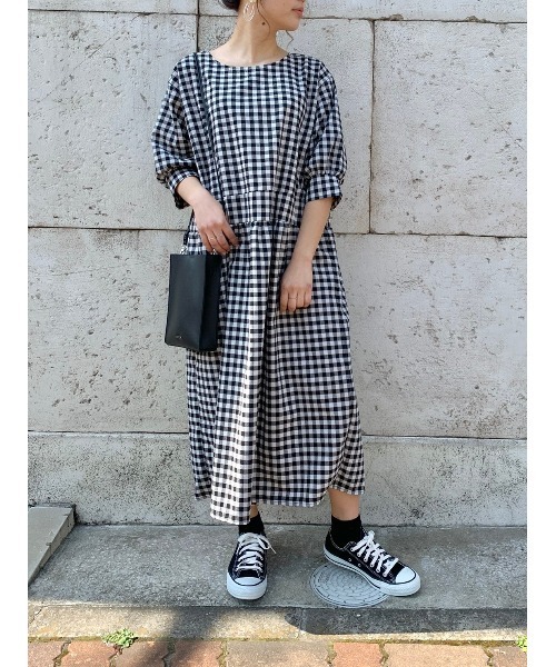DAIS-Y（デイジー）の「ギンガムチェックオーバーシルエット5分袖ワンピース（ワンピース・レディース・ブラック/ネイビー・FREE）」の21枚目の写真