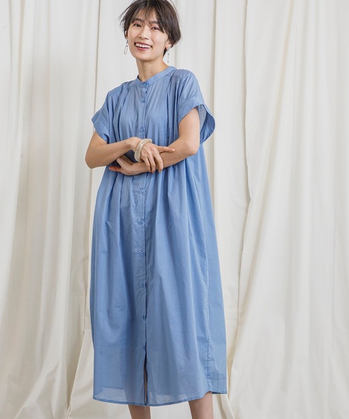 CIENA（シエナ）の「着丈が選べる2way綿ボイルワンピース　インナーワンピース付き（ワンピース・レディース・ベージュ/パープル/ブルー/ブラック・FREE/F(M)）」の3枚目の写真