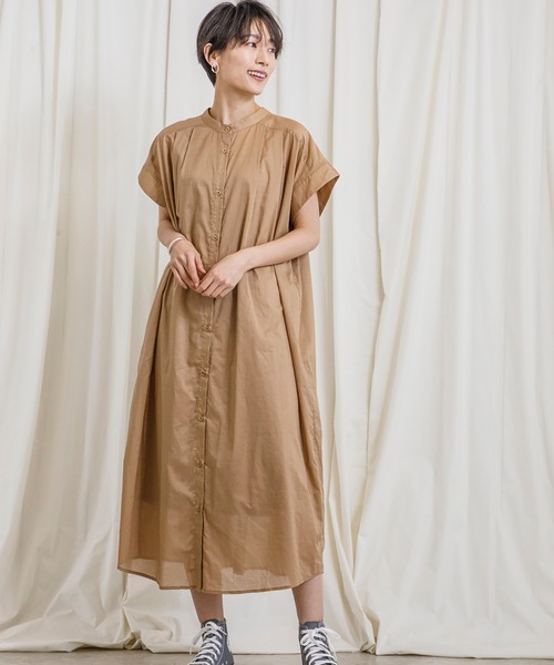 CIENA（シエナ）の「着丈が選べる2way綿ボイルワンピース　インナーワンピース付き（ワンピース・レディース・ベージュ/パープル/ブルー/ブラック・FREE/F(M)）」の8枚目の写真