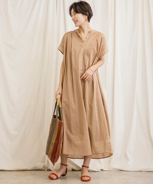 CIENA（シエナ）の「着丈が選べる2way綿ボイルワンピース　インナーワンピース付き（ワンピース・レディース・ベージュ/パープル/ブルー/ブラック・FREE/F(M)）」の18枚目の写真