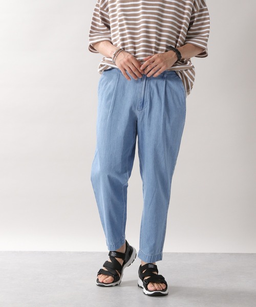 RAGEBLUE（レイジブルー）の「＜USAコットン使用＞綿麻デニムテーパードパンツ/935026（デニムパンツ・メンズ・ネイビー/ダークグレー/ブルー/サックスブルー・MEDIUM/LARGE）」の4枚目の写真