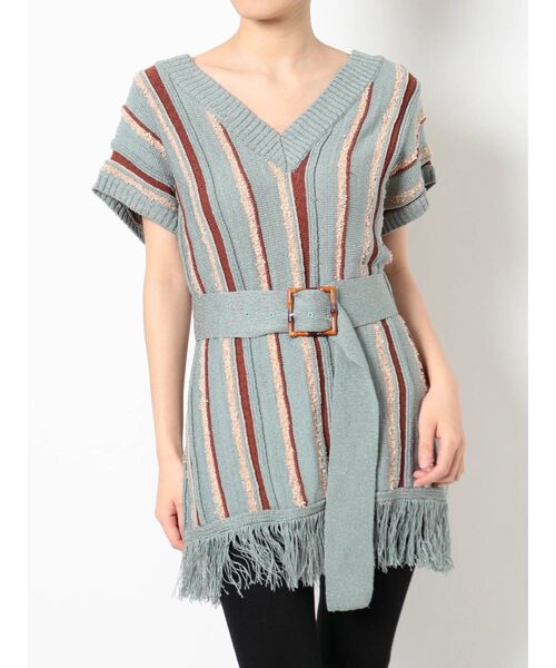 MURUA（ムルーア）の「ルーズストライプニット（ニット/セーター・レディース・アイボリー/ブルー・FREE）」の7枚目の写真