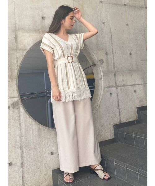 MURUA（ムルーア）の「ルーズストライプニット（ニット/セーター・レディース・アイボリー/ブルー・FREE）」の5枚目の写真