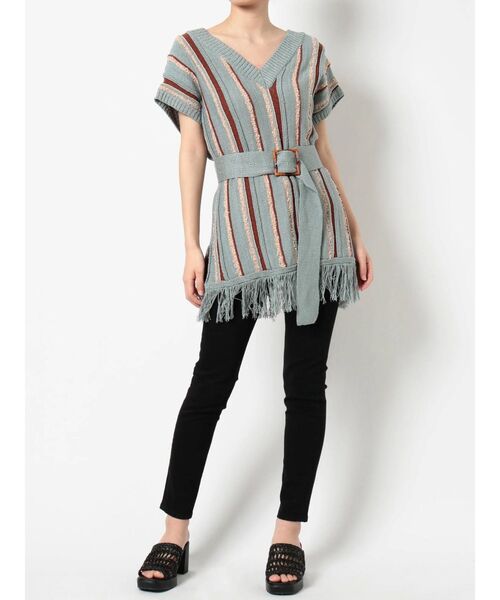 MURUA（ムルーア）の「ルーズストライプニット（ニット/セーター・レディース・アイボリー/ブルー・FREE）」の4枚目の写真