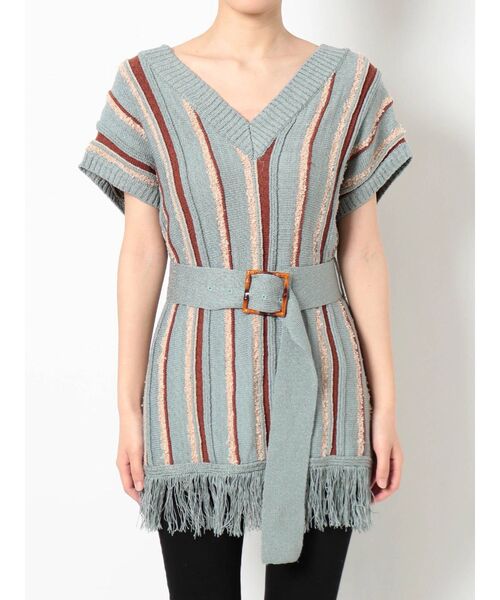 MURUA（ムルーア）の「ルーズストライプニット（ニット/セーター・レディース・アイボリー/ブルー・FREE）」の8枚目の写真