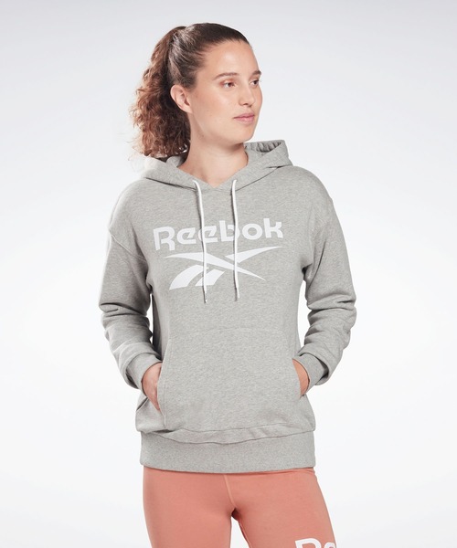 Reebok(リーボック)の「 アイデンティティ ロゴ フレンチテリー フーディー / Identity Logo French Terry Hoodie(パーカー・レディース・ヘザーグレー/ブルー/ホワイト×ブラック/ライトグレー/コーラルピンク/グレー×ホワイト/ピンク系その他/ブラック・SMALL/MEDIUM/LARGE/X-LARGE/X-SMALL)」の6枚目の写真