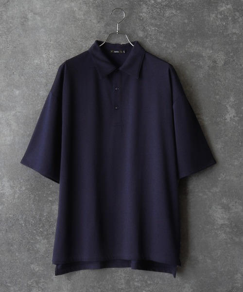 act'm（アクトム）の「オーバーサイズヘムライン ポロシャツ（ポロシャツ・メンズ・ベージュ/ネイビー・S/M/L）」の2枚目の写真