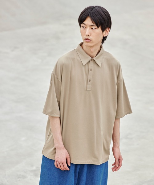act'm（アクトム）の「オーバーサイズヘムライン ポロシャツ（ポロシャツ・メンズ・ベージュ/ネイビー・S/M/L）」の7枚目の写真